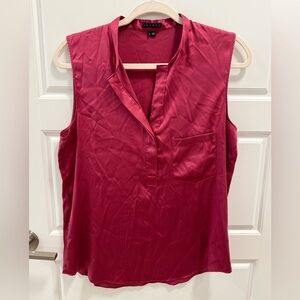 Theory Magenta Silk Sleeveless Blouse